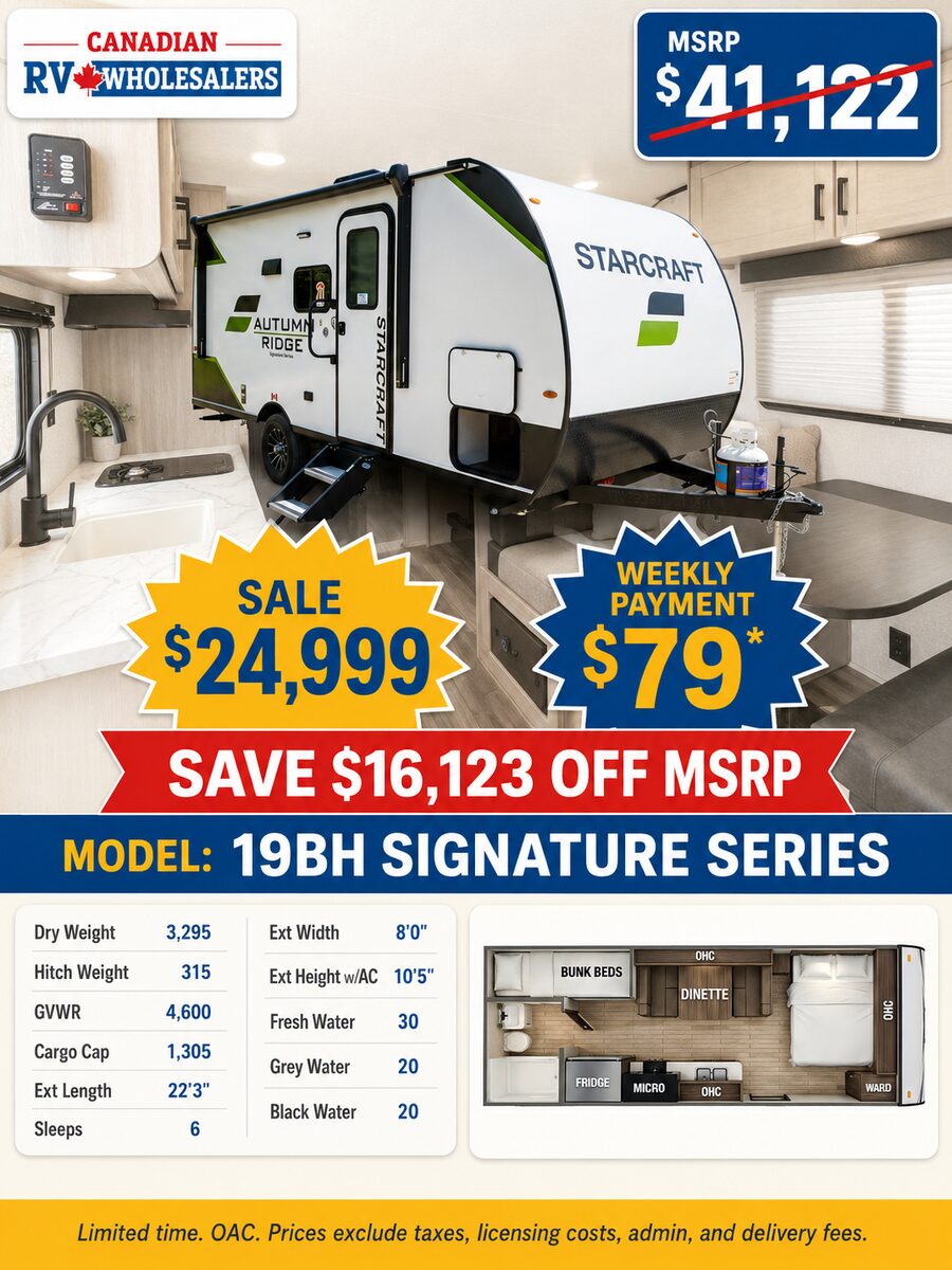 Canadian RV Wholesalers sale sheet with wholesale pricing