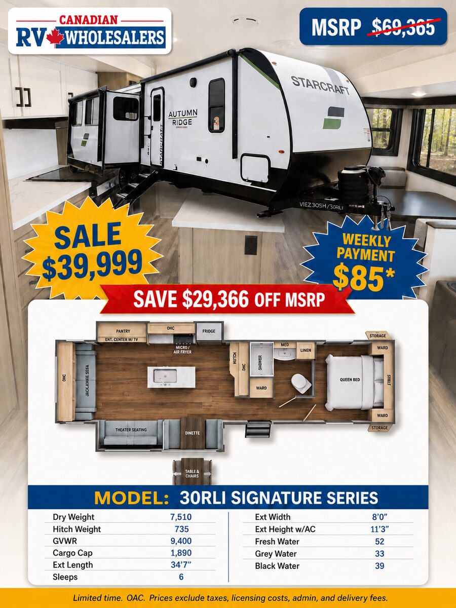 Canadian RV Wholesalers sale sheet with wholesale pricing