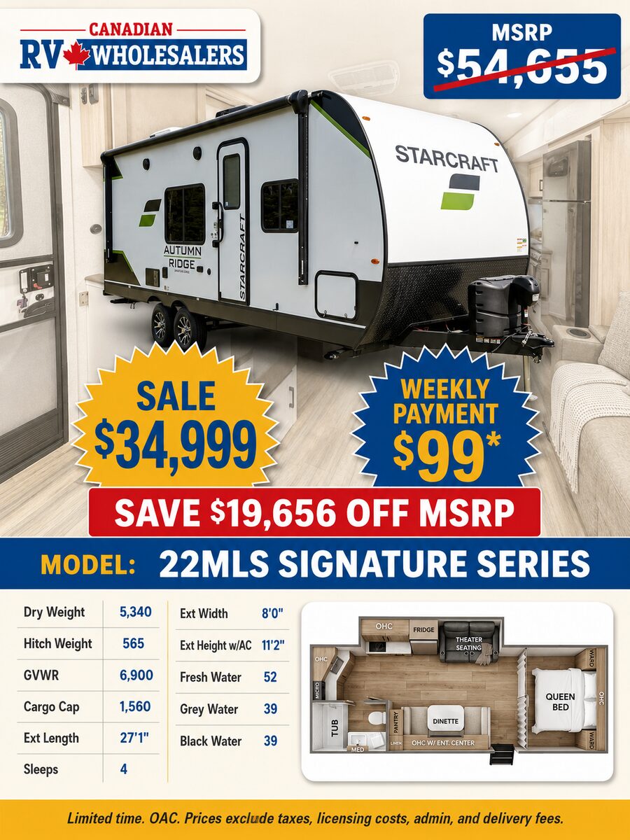 Canadian RV Wholesalers sale sheet with wholesale pricing