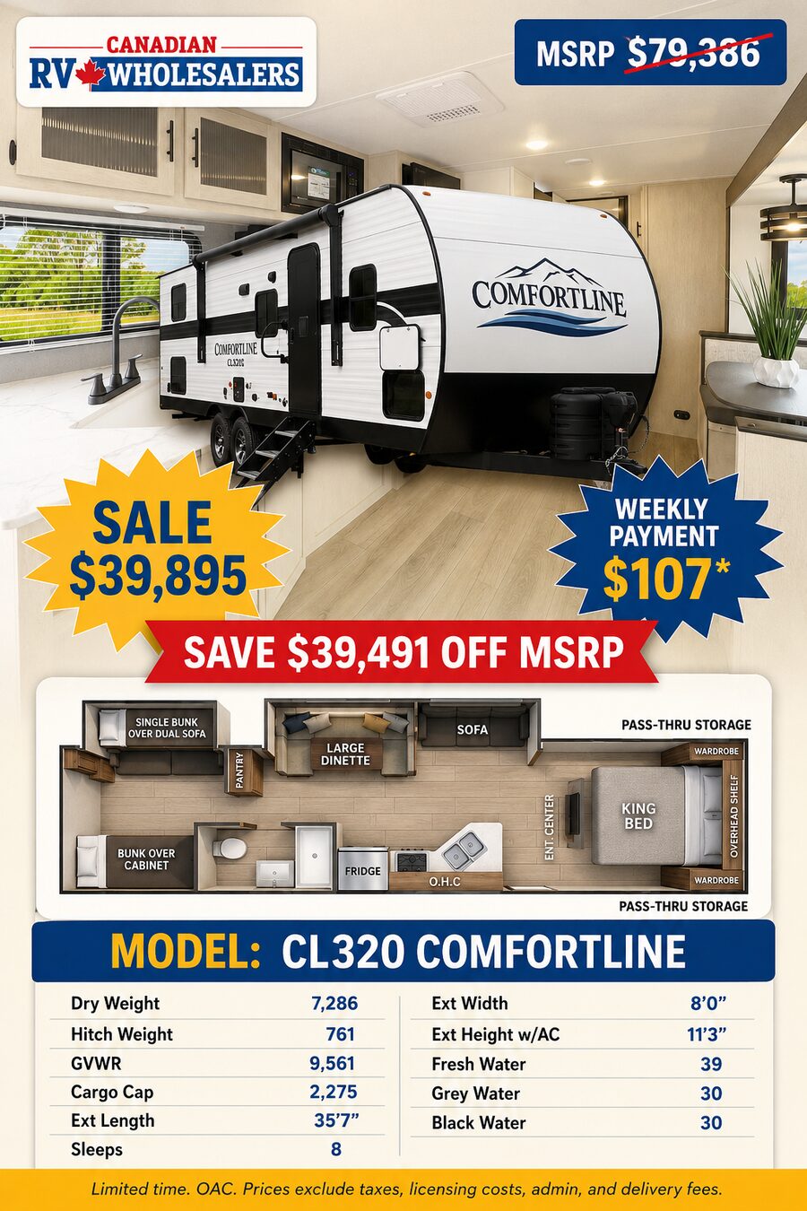 Canadian RV Wholesalers sale sheet with wholesale pricing